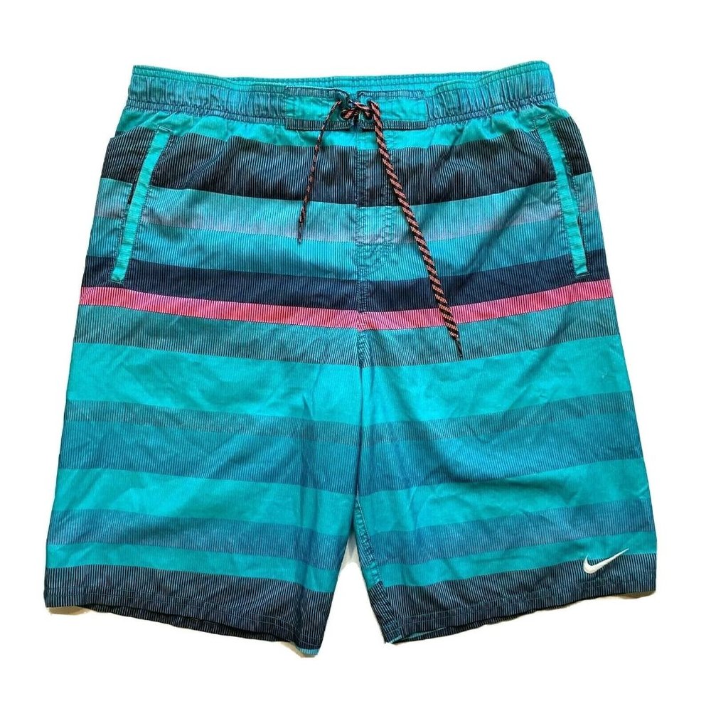 Nike Swim Trunks Board Shorts Mens Medium M Mesh‎ Brief Swoosh Colorful Striped